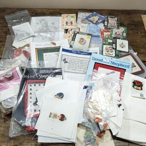 Huge Lot Various Cross Stitch Kits Patterns Bears Tennis Farm Animals Daughter